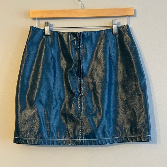 Faux Leather Teal Mini Skirt - Urban Outfitters - Picture 6 of 9